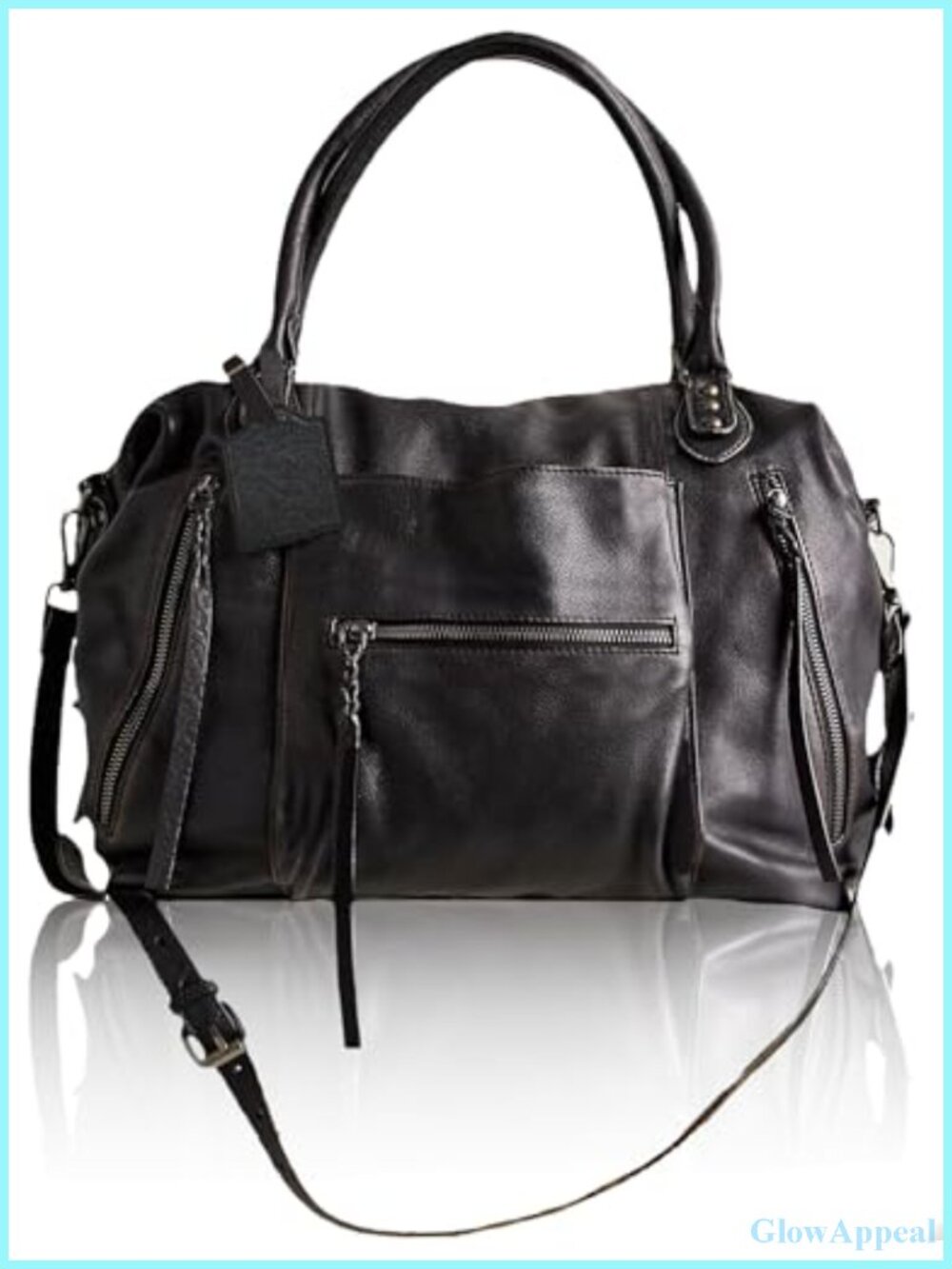Large Vegan Leather Tote Bag Hobo Purse with Zipper Adjustable Strap for Work